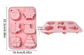 Molde silicona rectangular 6 figuras Navidad